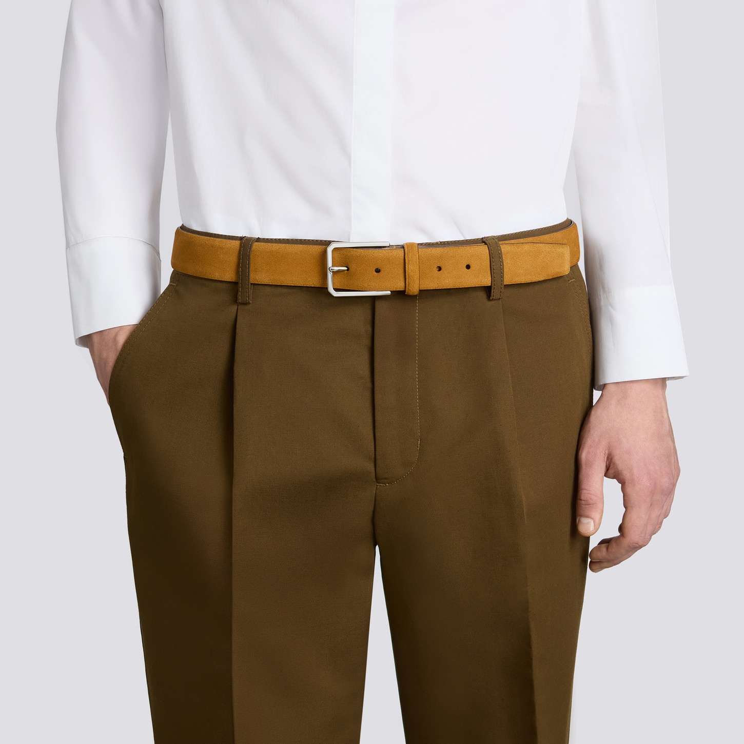 Men's light brown suede adjustable belt - 2
