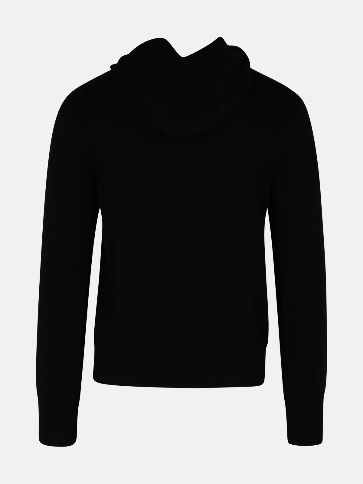 BLACK WOOL BLEND SWEATSHIRT - 3