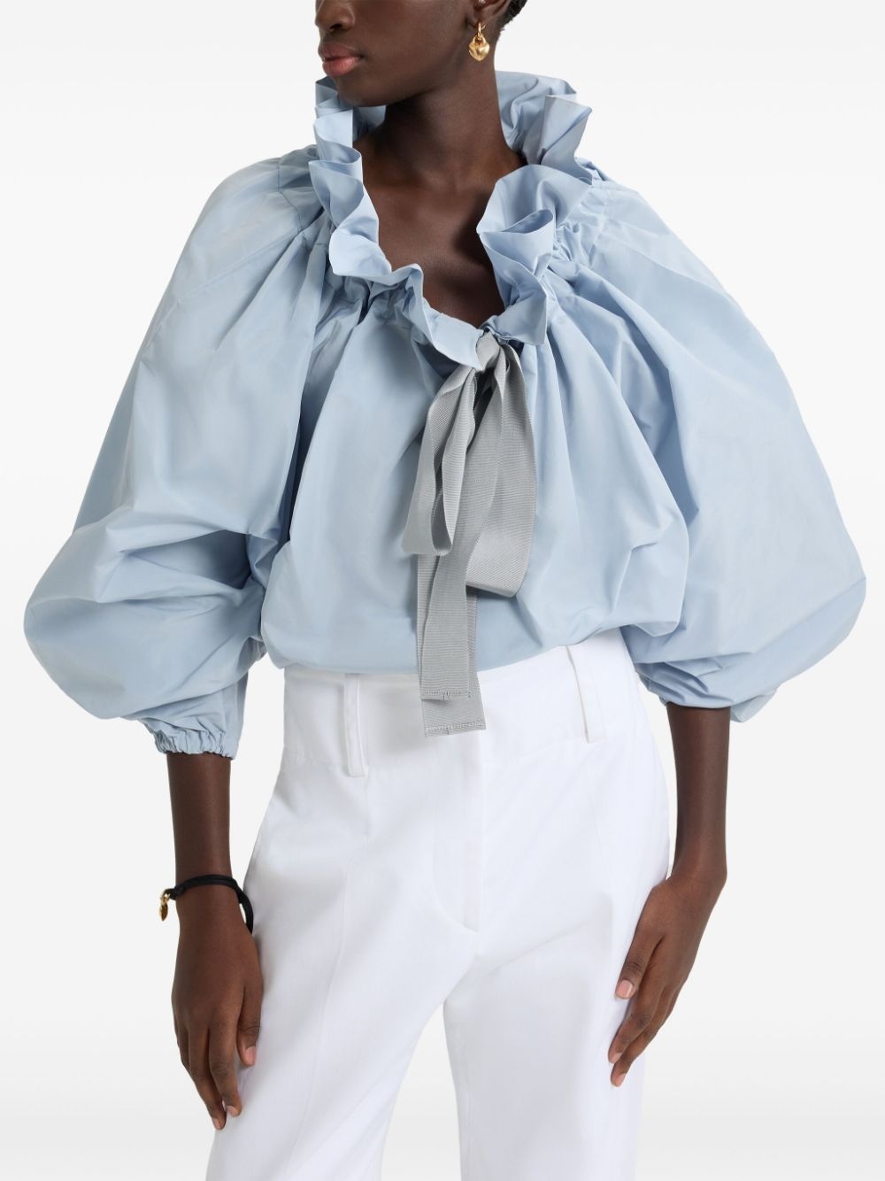 Iconic drawstring faille top - 4