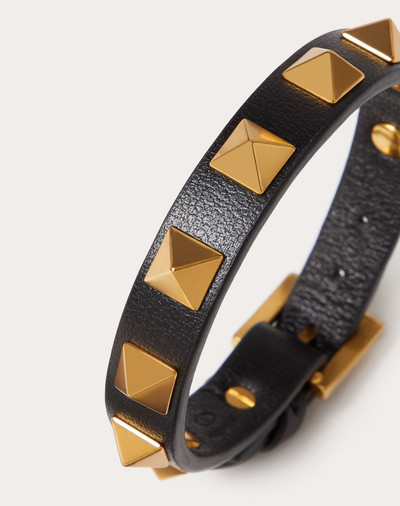 Valentino Leather Rockstud Bracelet with Antique Brass-Finish Studs outlook