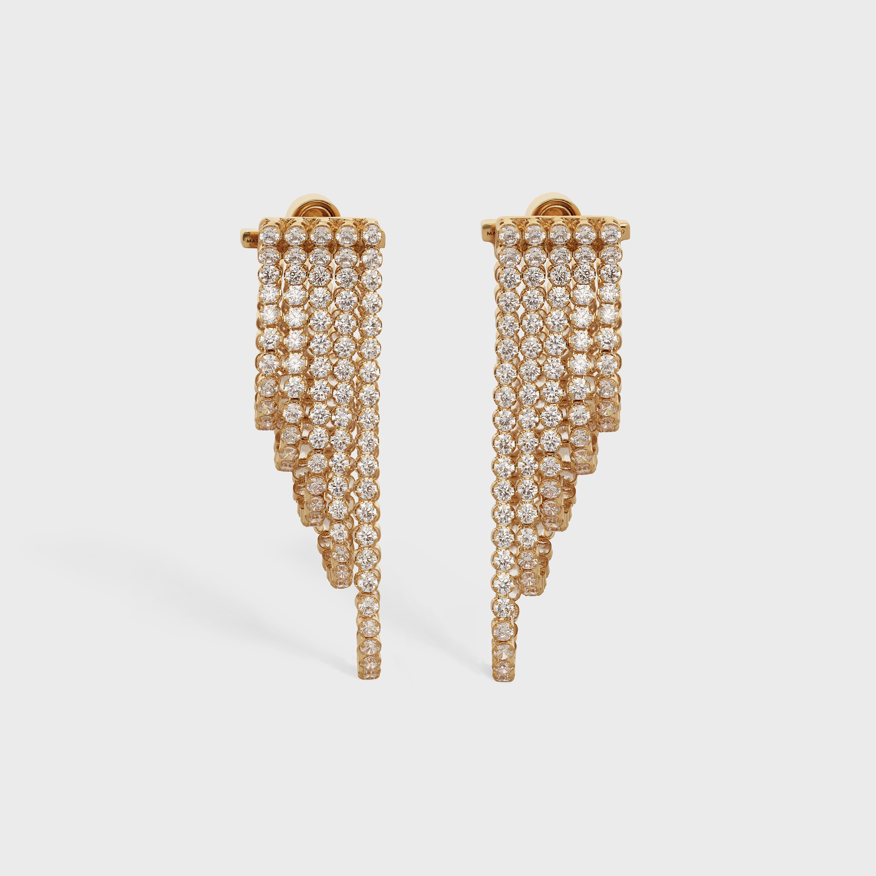 Edwige Cascade Earrings in Brass with Gold Finish and Crystals - 1