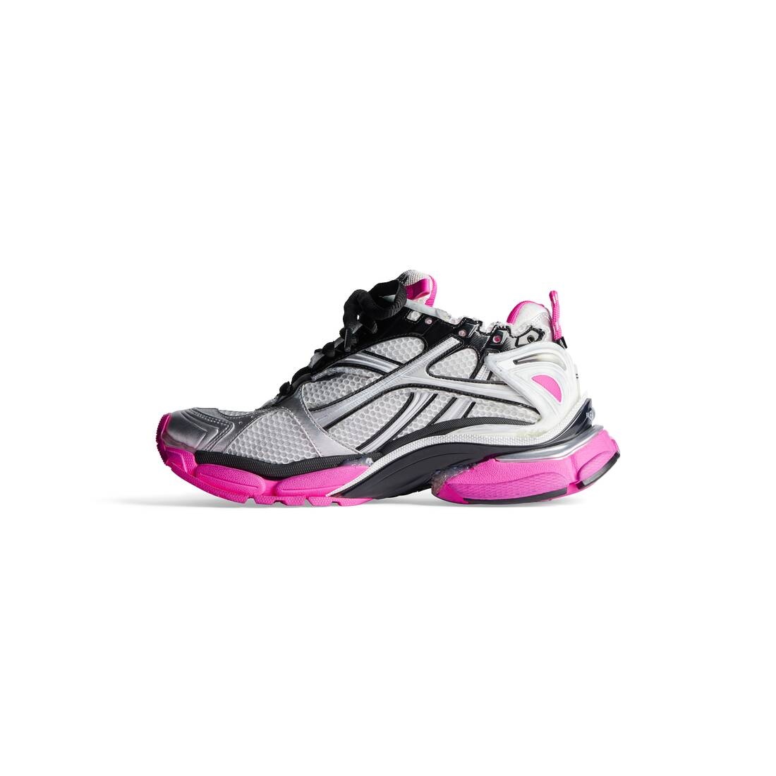 Women's Runner Sneaker in Silver/black/neon-pink - 4