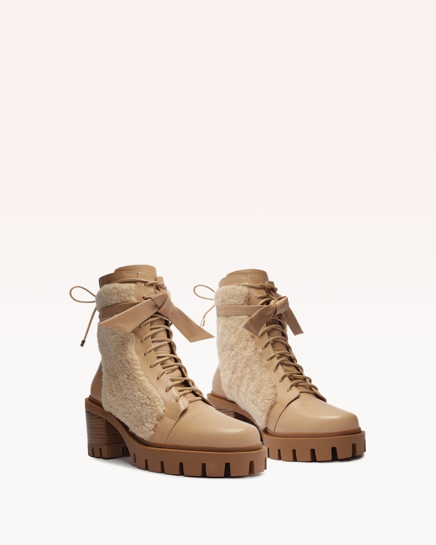 SHEARLING CLARITA COMBAT BOOTIE 65 BEIGE - 2