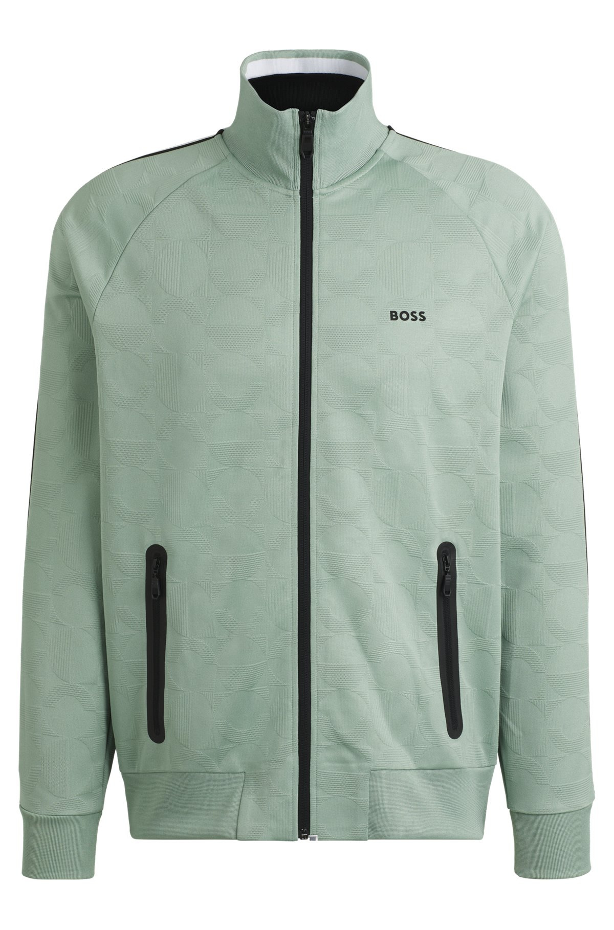 CIRCLE-JACQUARD ZIP-UP SWEATSHIRT WITH SIDE STRIPES - 1