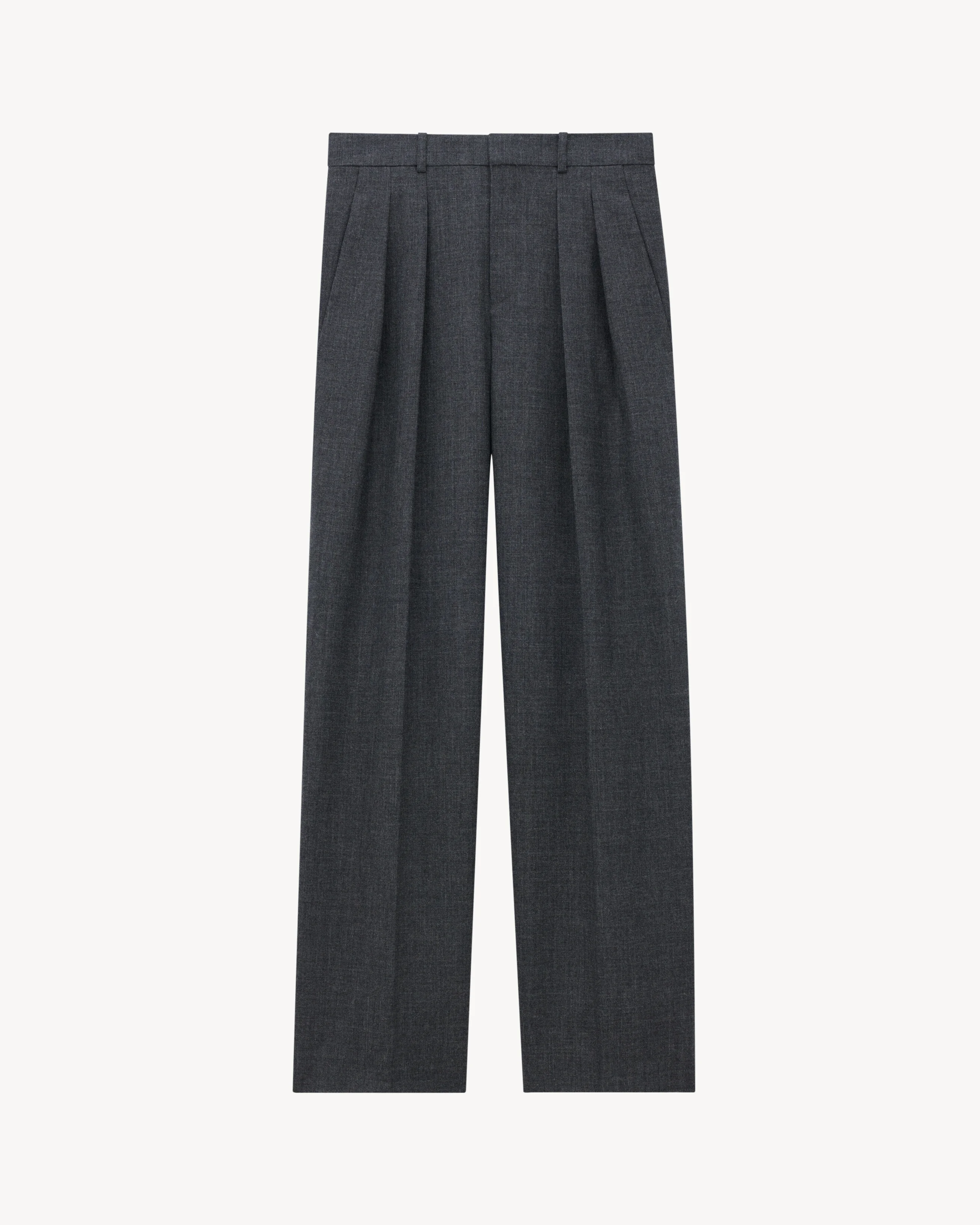LOW-WAISTED PANTS IN WOOL CHINÉ - 1