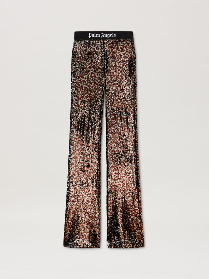 Logo Tape Sequins Flare Pants - 1