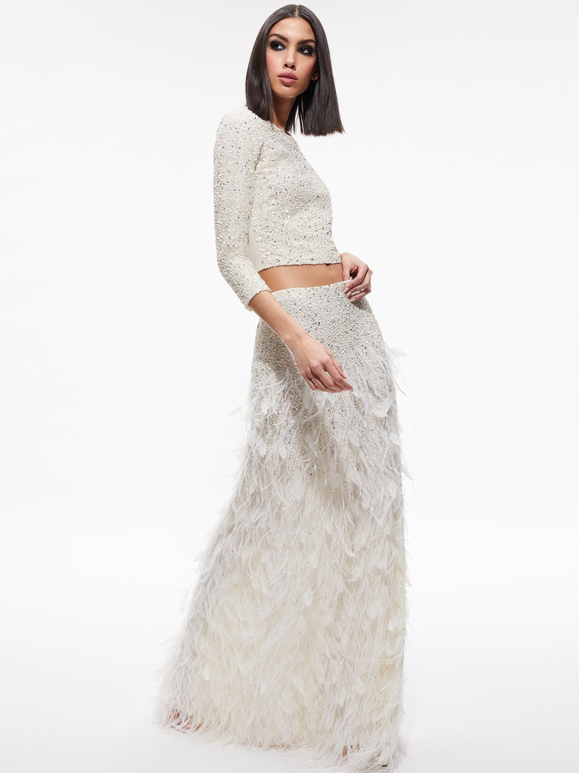 ASHTON EMBELLISHED FEATHER SKIRT - 6