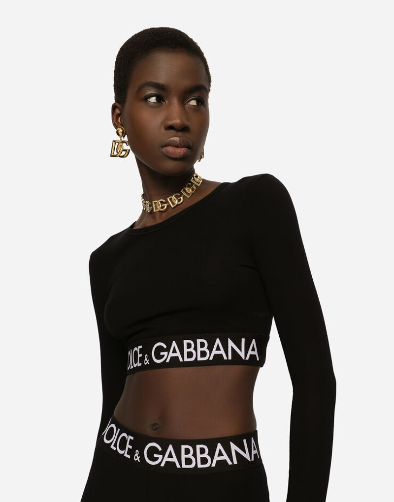 Long-sleeved jersey top with branded elastic 1