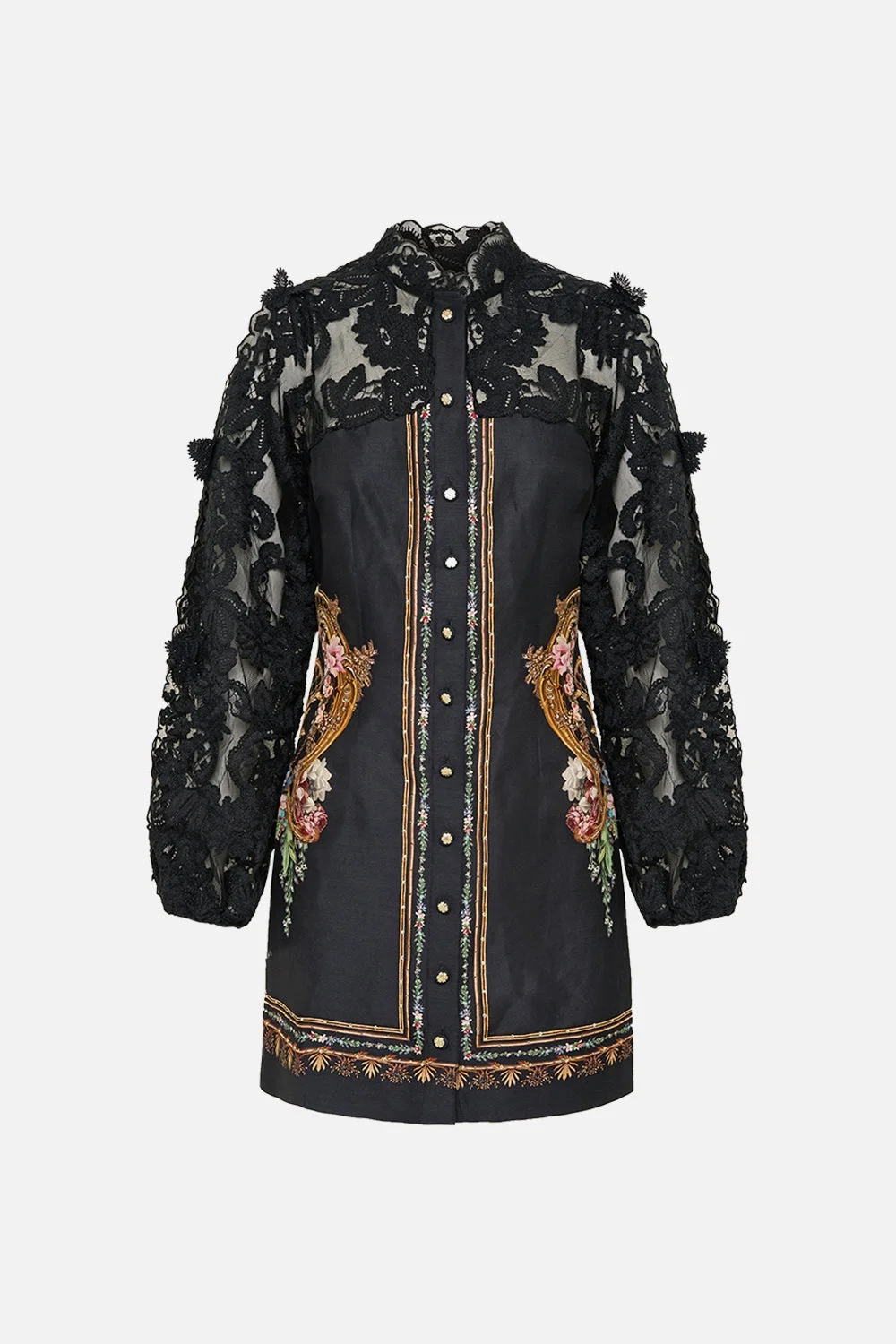 LACE SLEEVE MINI DRESS - 1