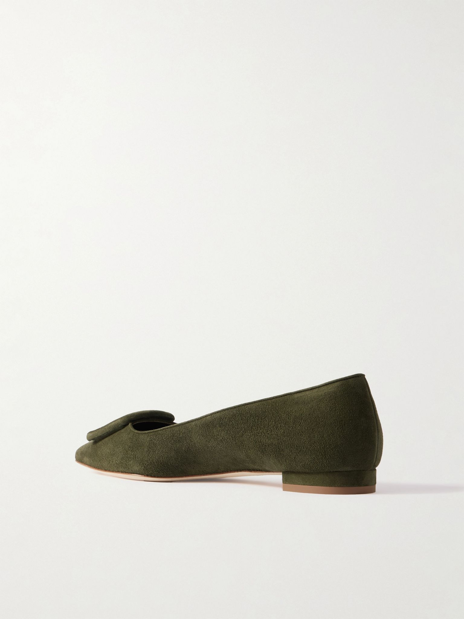 Maysale buckled suede point-toe flats Army green - 3