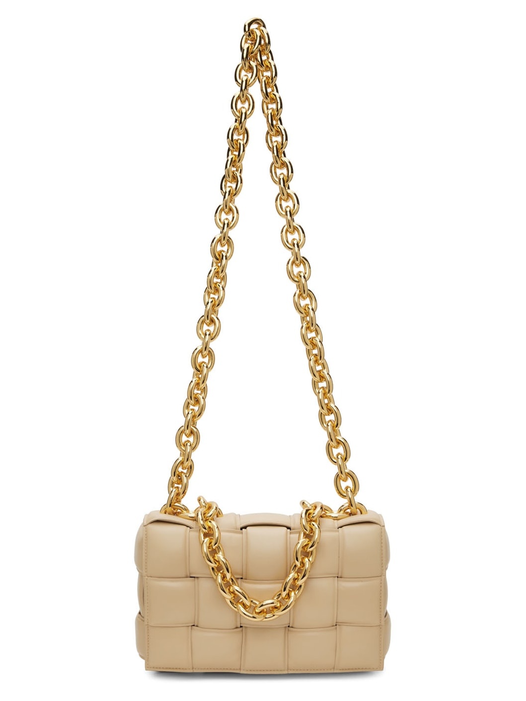 Beige Padded Chain Cassette Bag - 4