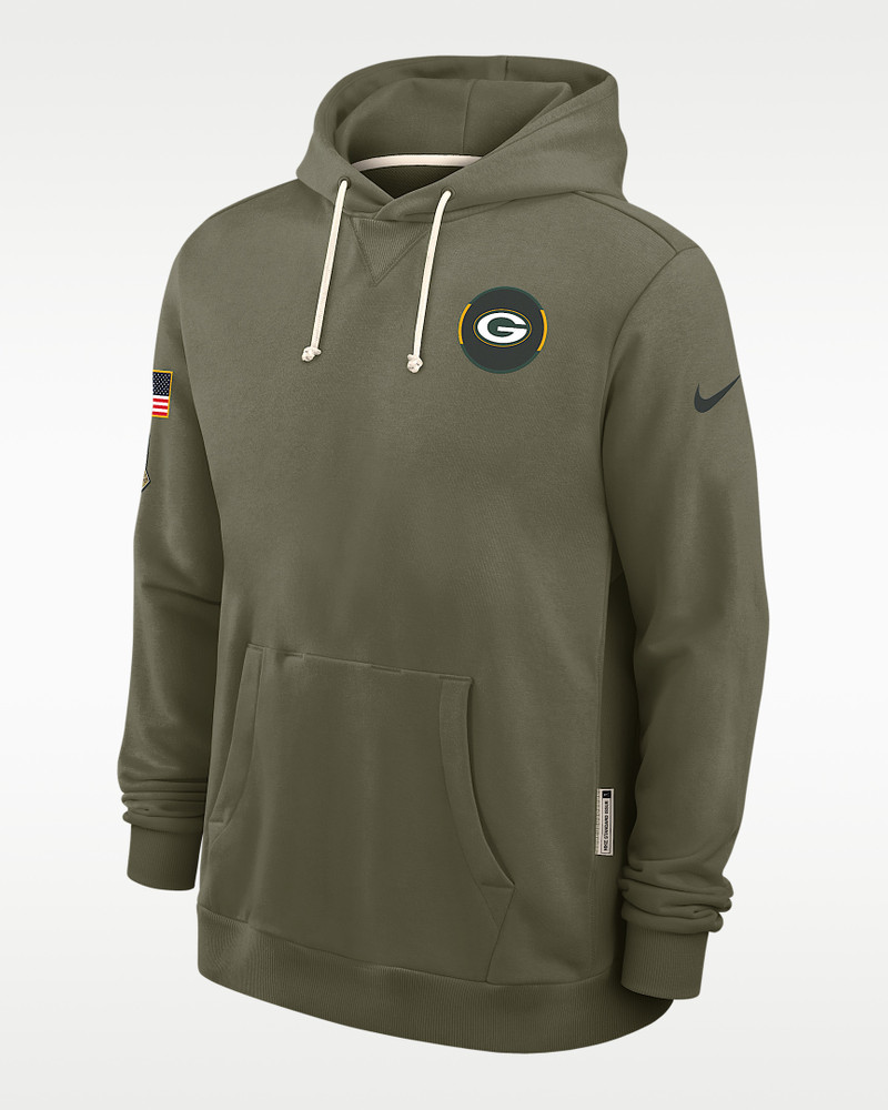 Green Bay Packers Salute to Service Sideline Dominant Force Men's Nike Dri-FIT NFL Pullover Hoodie 1