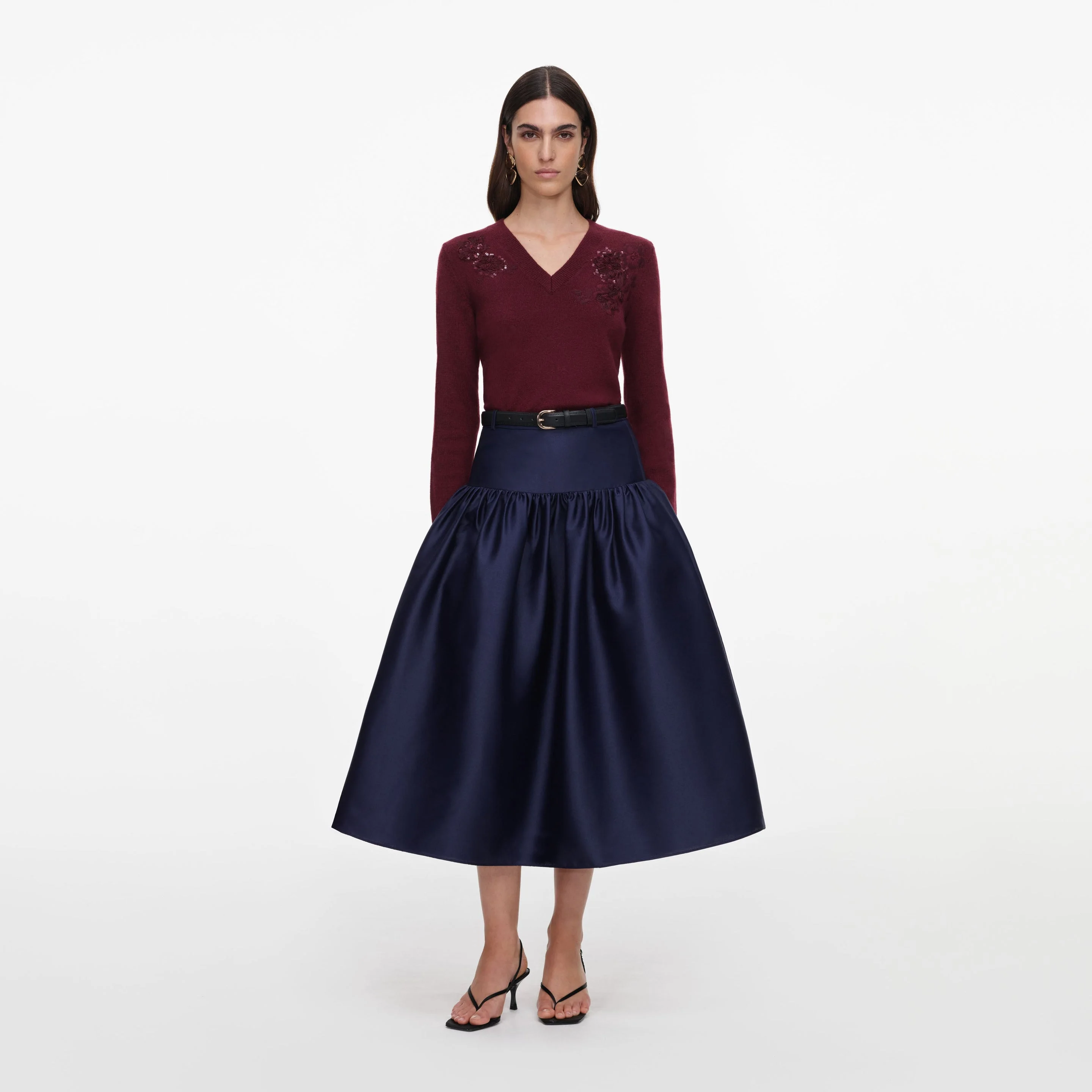 Burgundy Flower Wool Jumper - 1