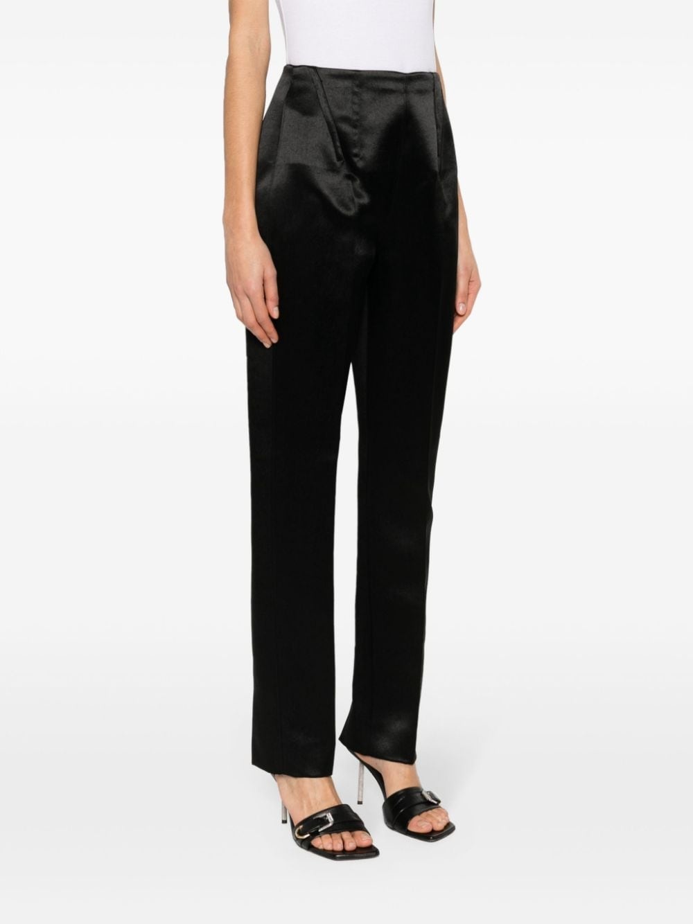 satin-weave low-rise trousers - 3