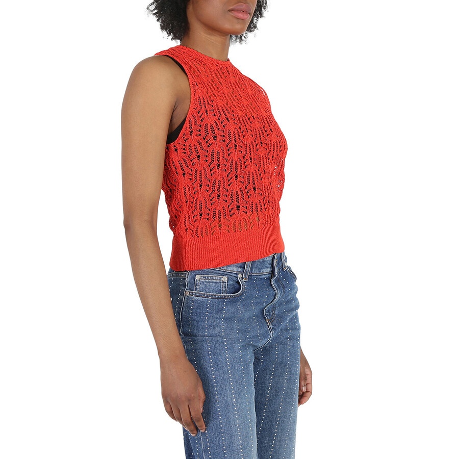 Stella Mccartney Ladies Bright Red Pointelle Stitch Top - 4