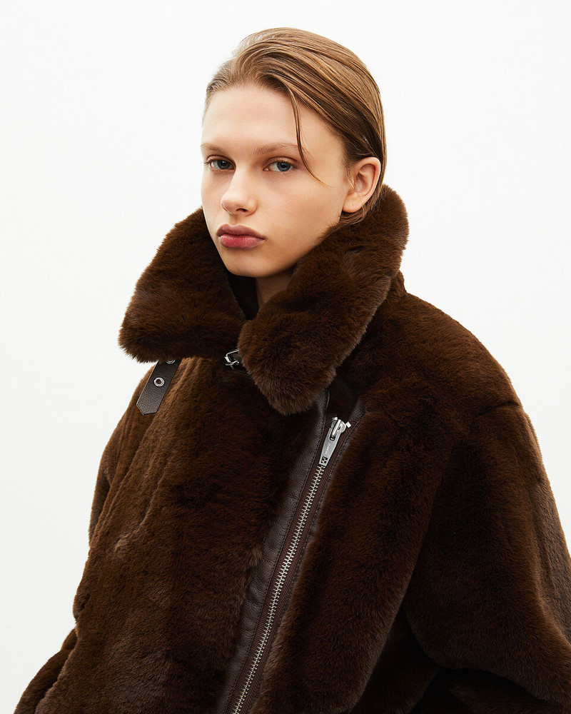 BROWN FUR-EFFECT AVIATOR JACKET 5