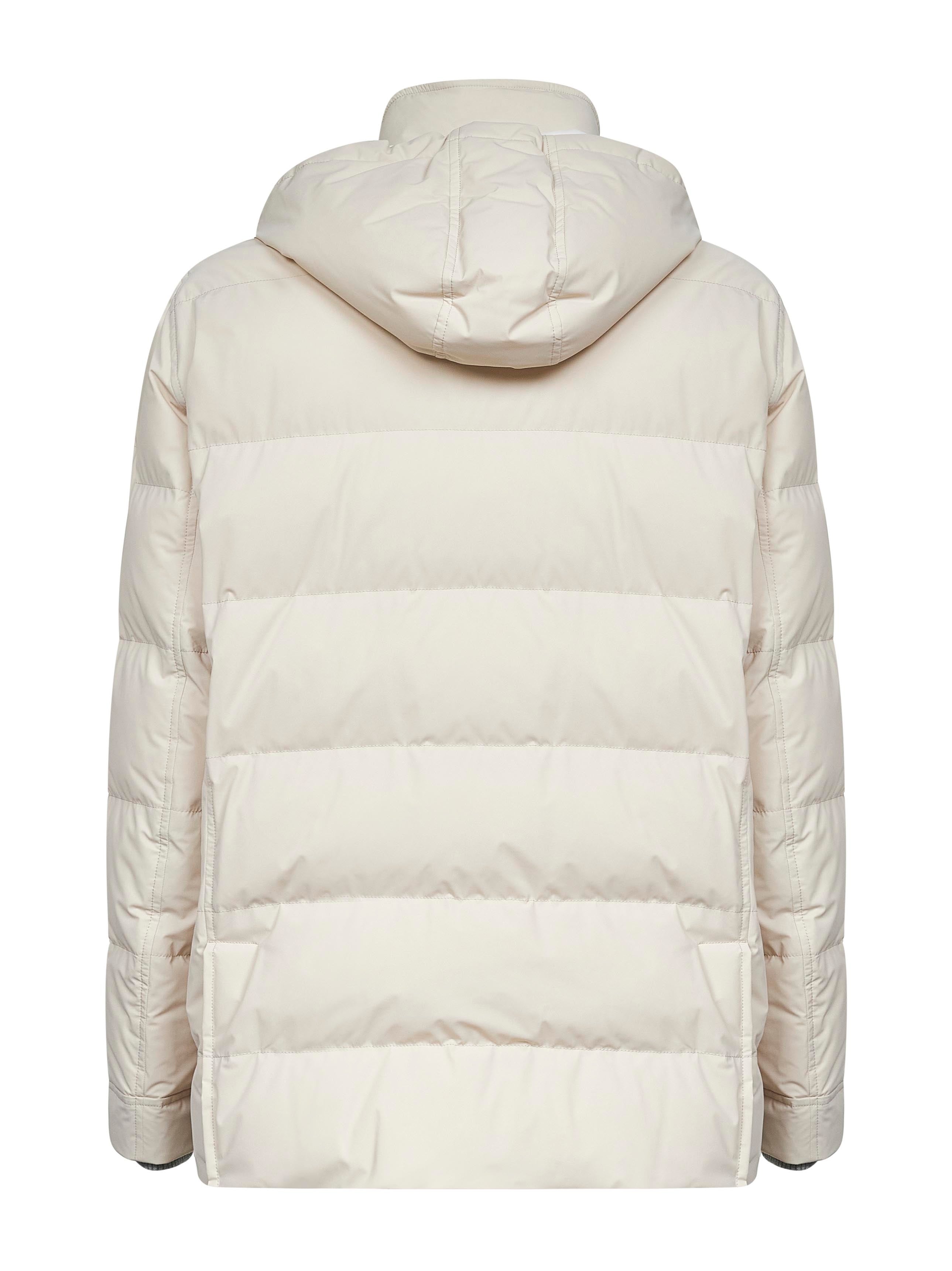 Ivory nylon hooded down jacket - 2