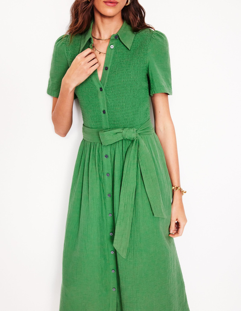 Amber Double Cloth Midi Dress-Paradise Green 3