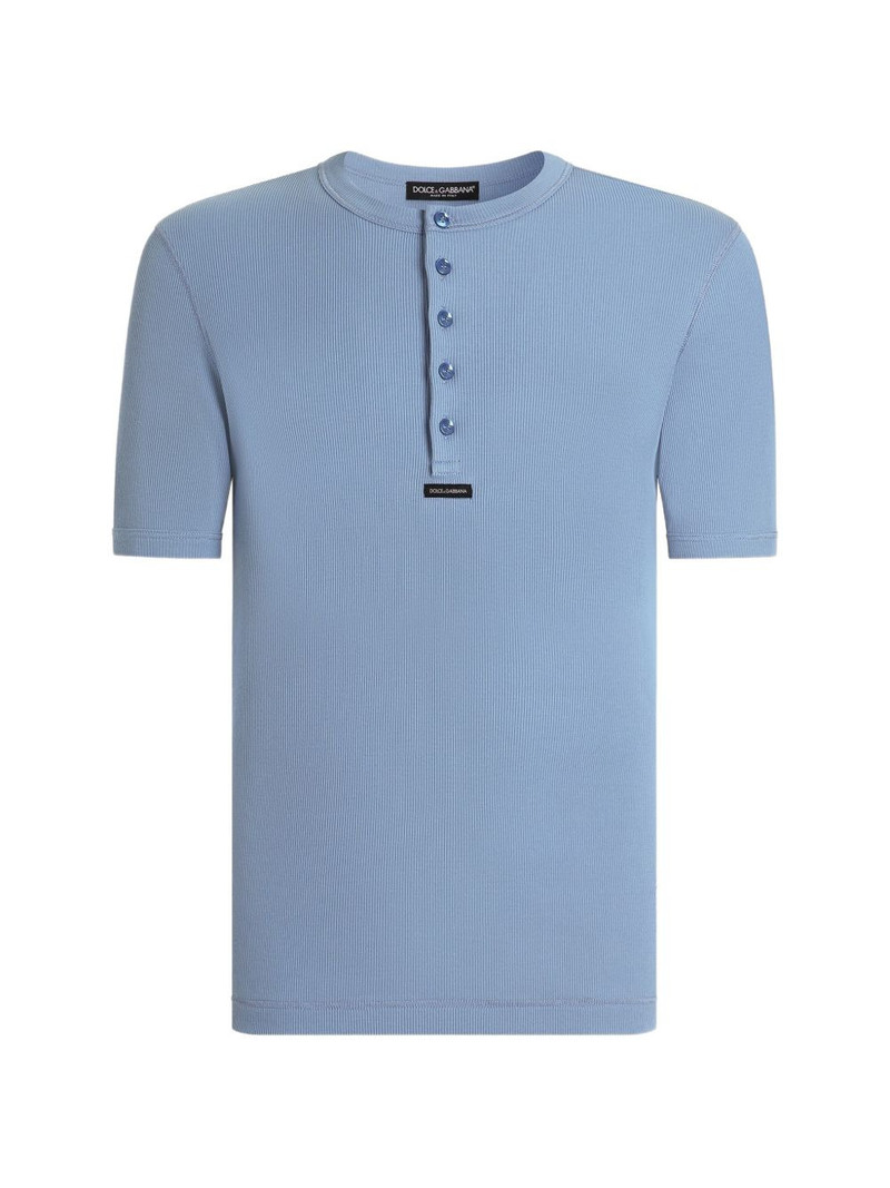 cotton serafino T-shirt with print 1