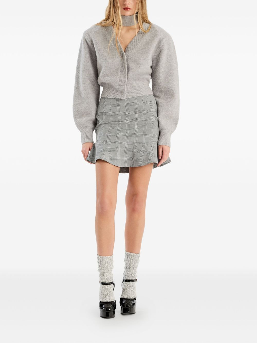 keyhole-neckline balloon-sleeve cardigan - 2