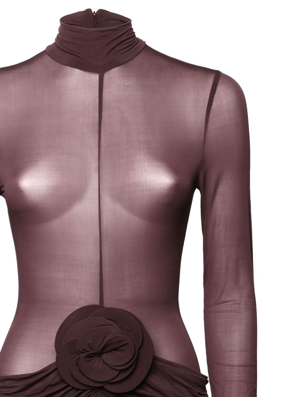 semi-sheer ruched midi dress - 6