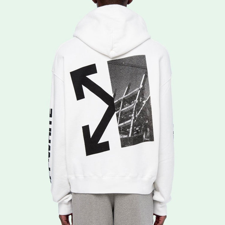 Off-White Split Arrows Hooded Fleece Men White OMBB037E19D250100110 - 6