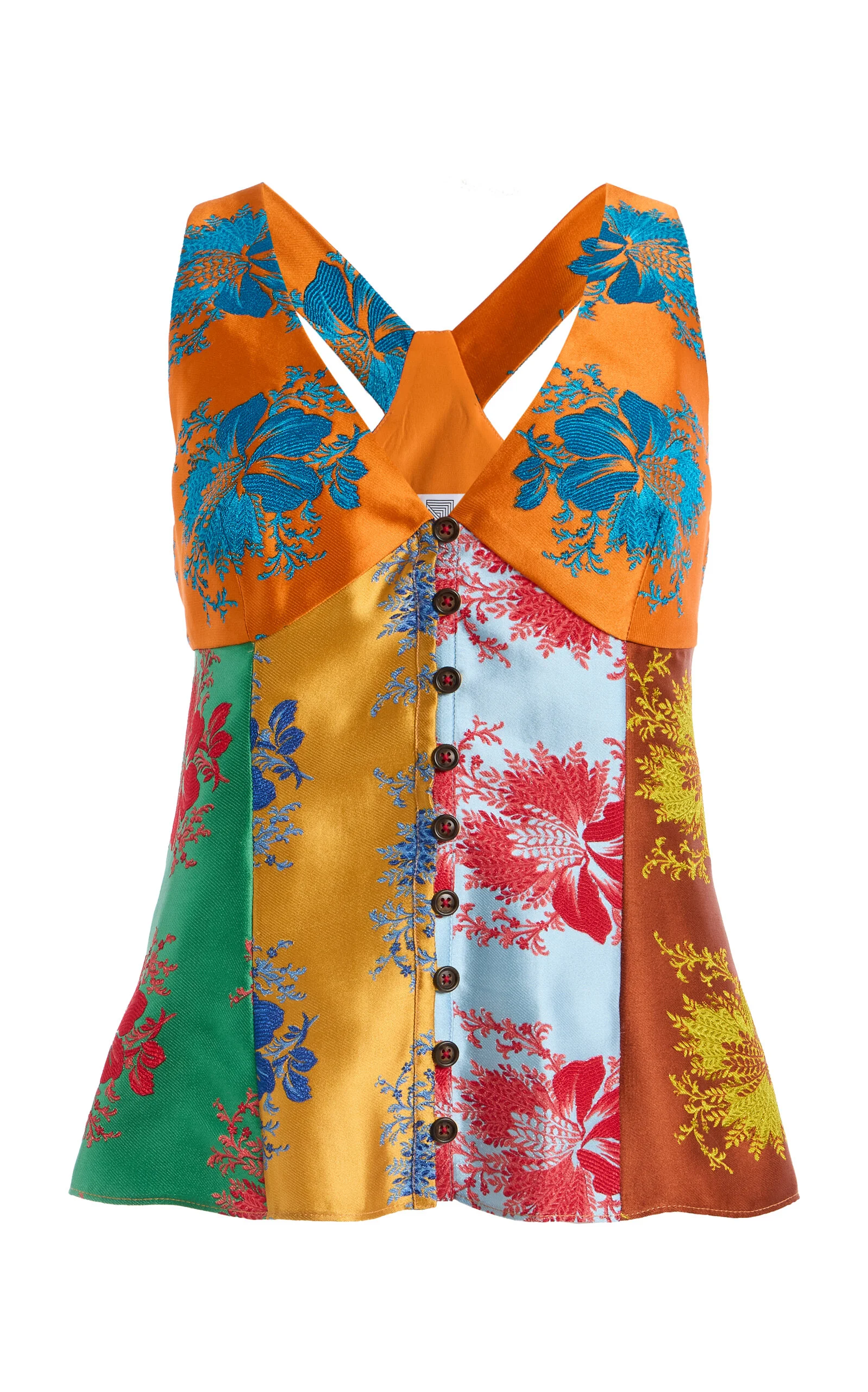 Row, Row, Row Your Buttons Silk-Blend Top multi - 1