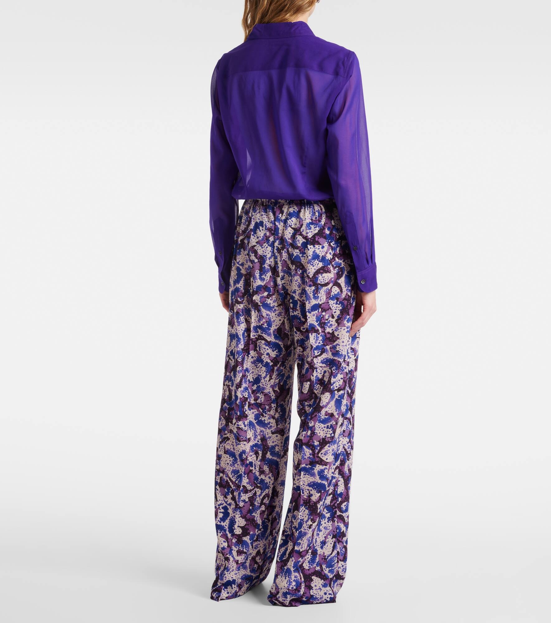 Printed mid-rise crêpe straight pants - 3