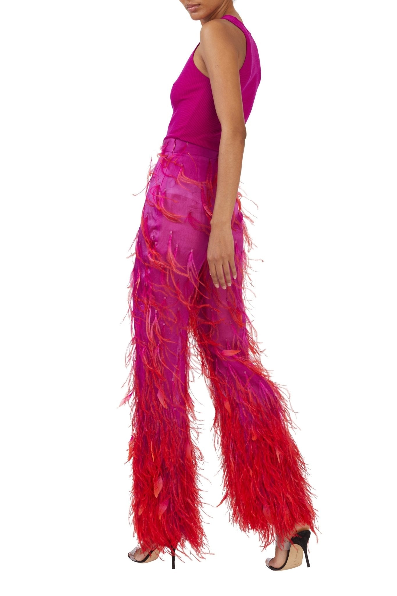 Organza Ombre Feather Embroidery Trouser - 3