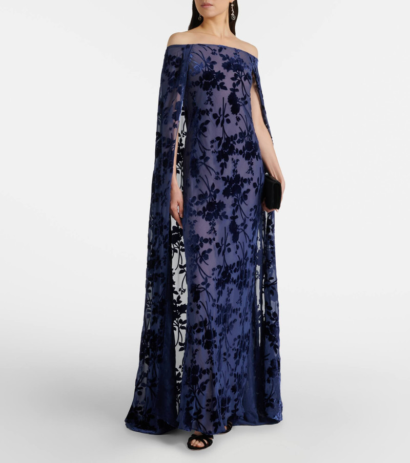 RODARTE Caped off-shoulder jacquard maxi dress outlook