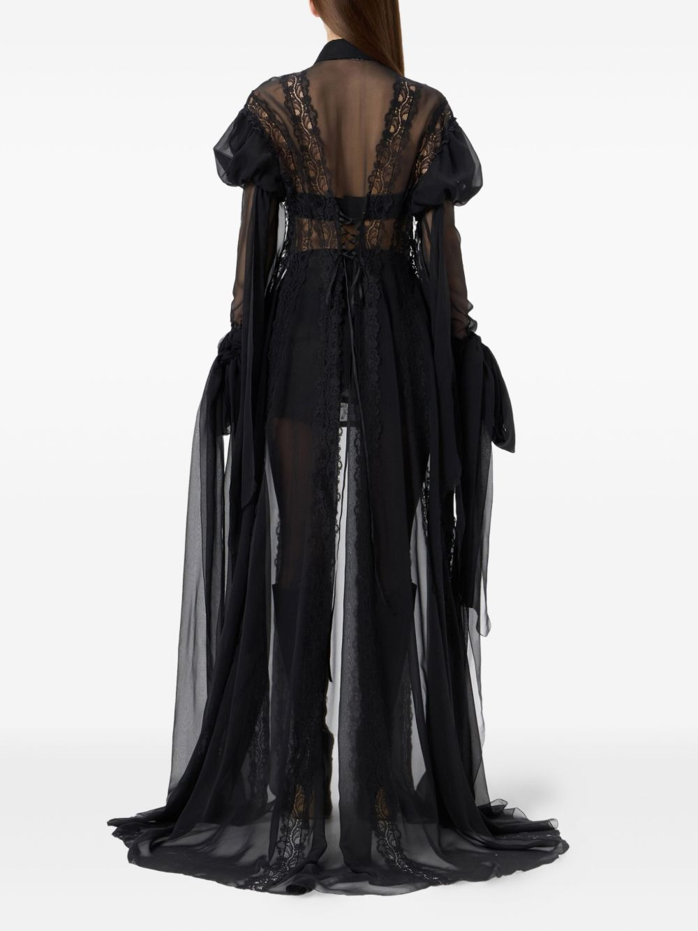 lace-panelled puff-sleeve top - 4