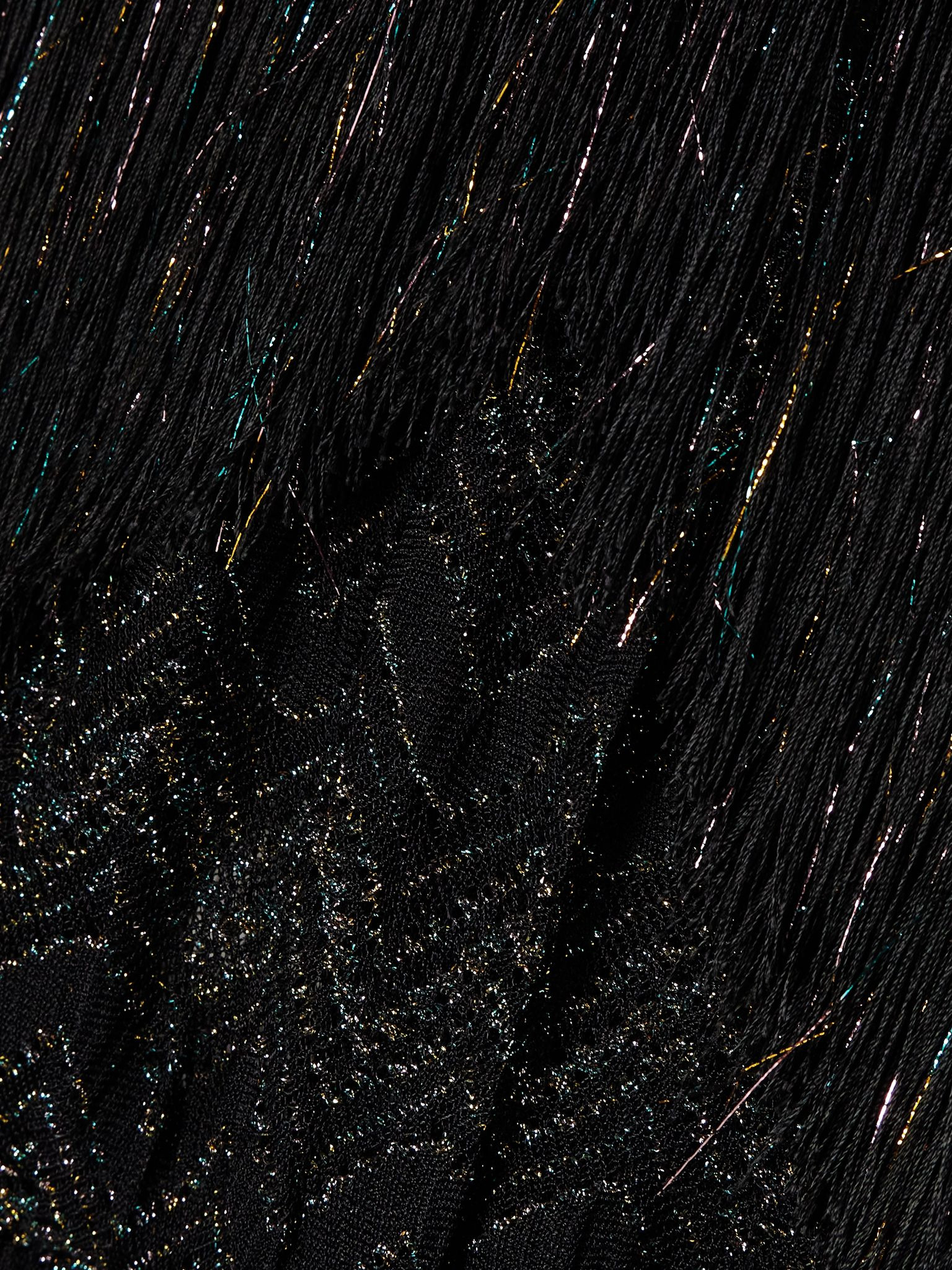 Mare fringed metallic crochet-knit halterneck jumpsuit Black - 4