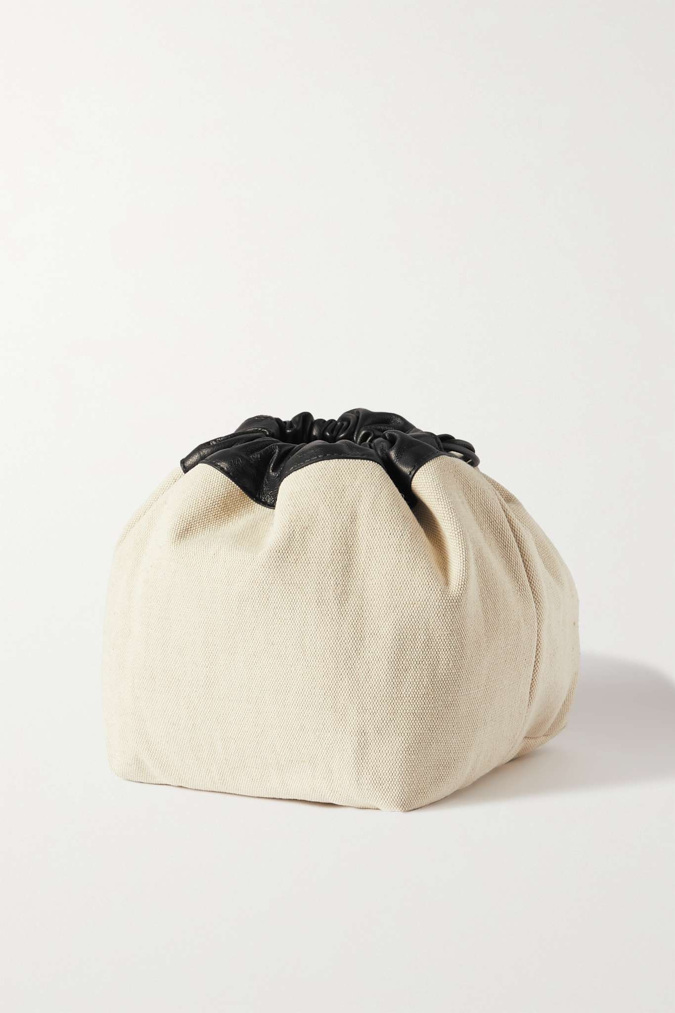 Leather-trimmed canvas bucket bag - 3