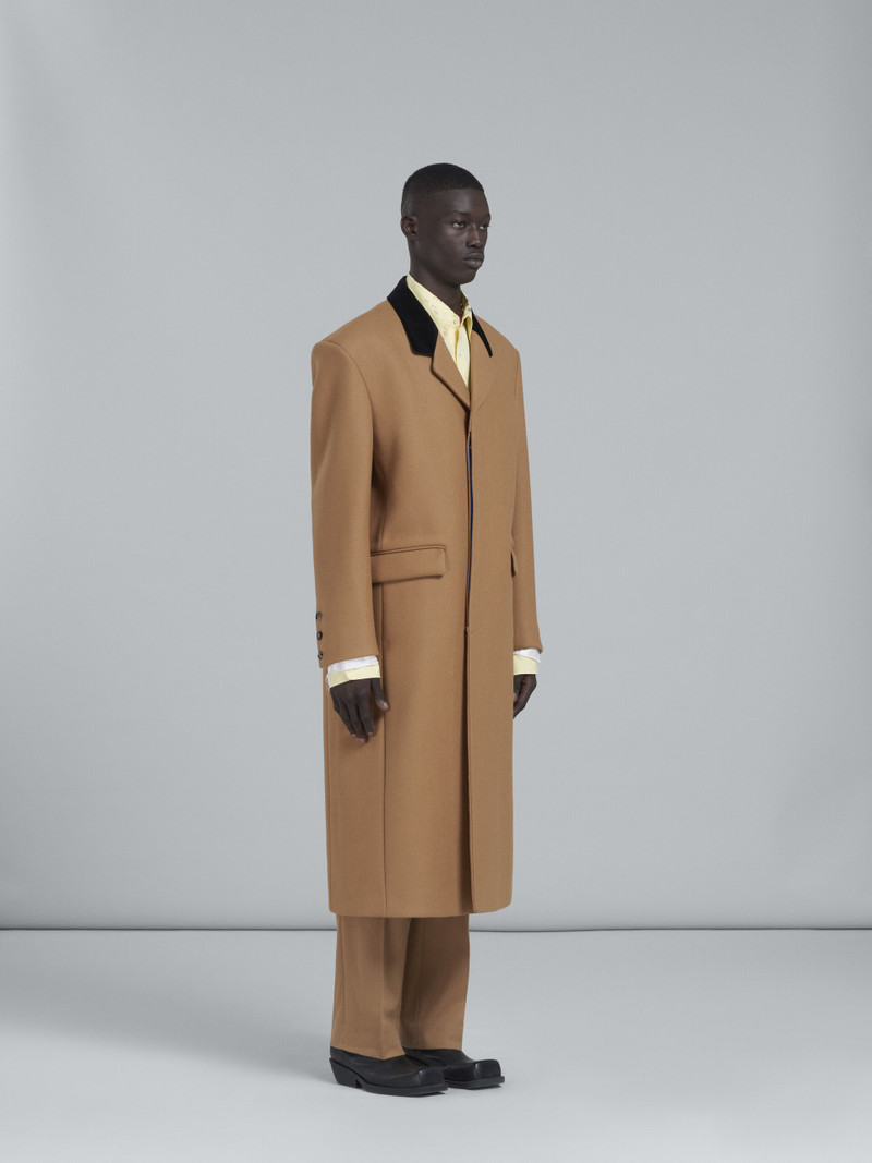 BROWN WOOL CHINO PANTS WITH DRAWSTRING DETAIL 5
