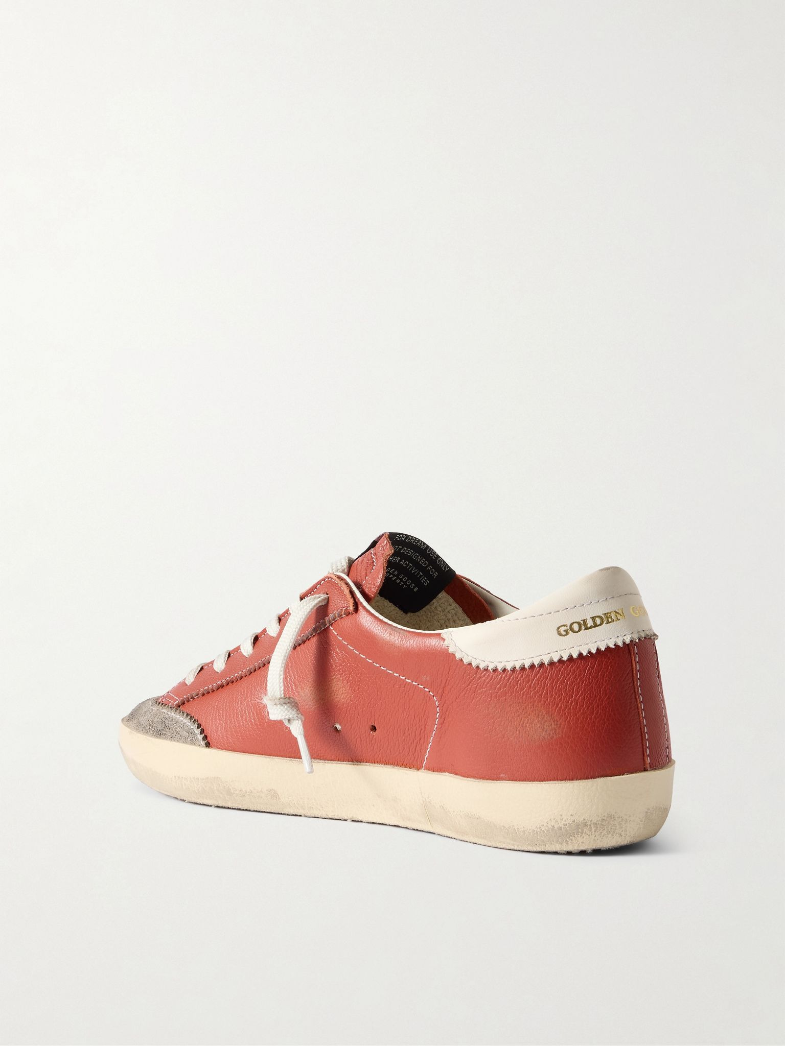 Super-Star distressed suede-trimmed leather sneakers Orange - 3