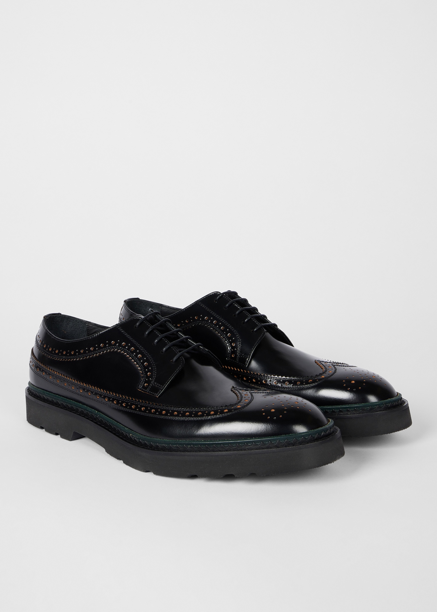 Black Leather 'Count' Brogues - 4