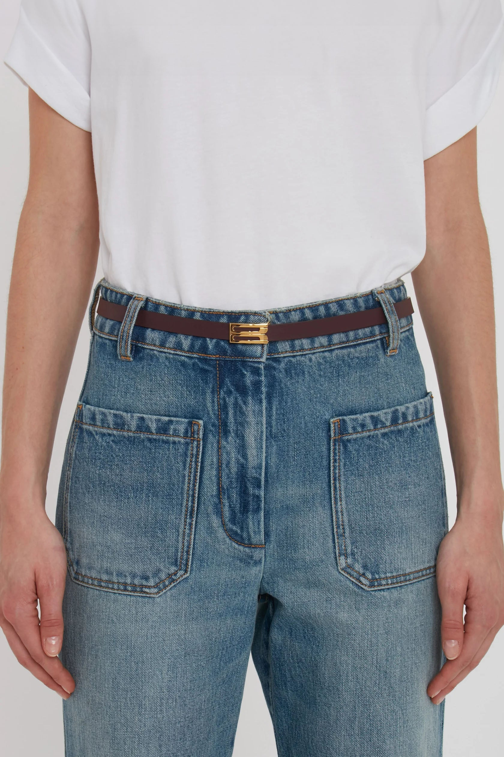 Exclusive Micro Frame Belt In Burgundy Leather - 2