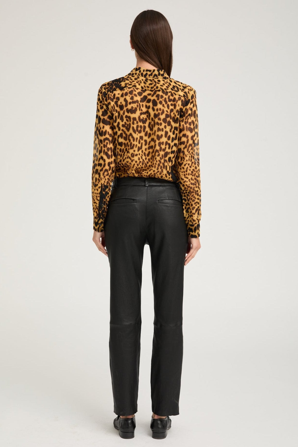 BLACK LEATHER SOPHIA CIGARETTE TROUSERS - 6