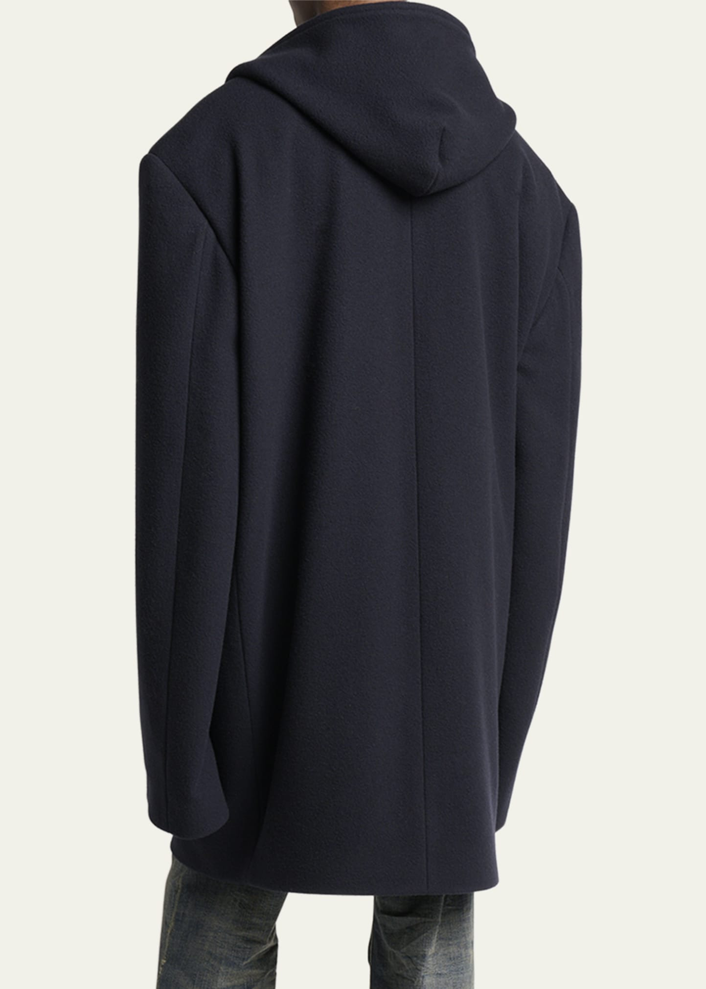 Men's Wool Oversized Hooded Short Coat - 3