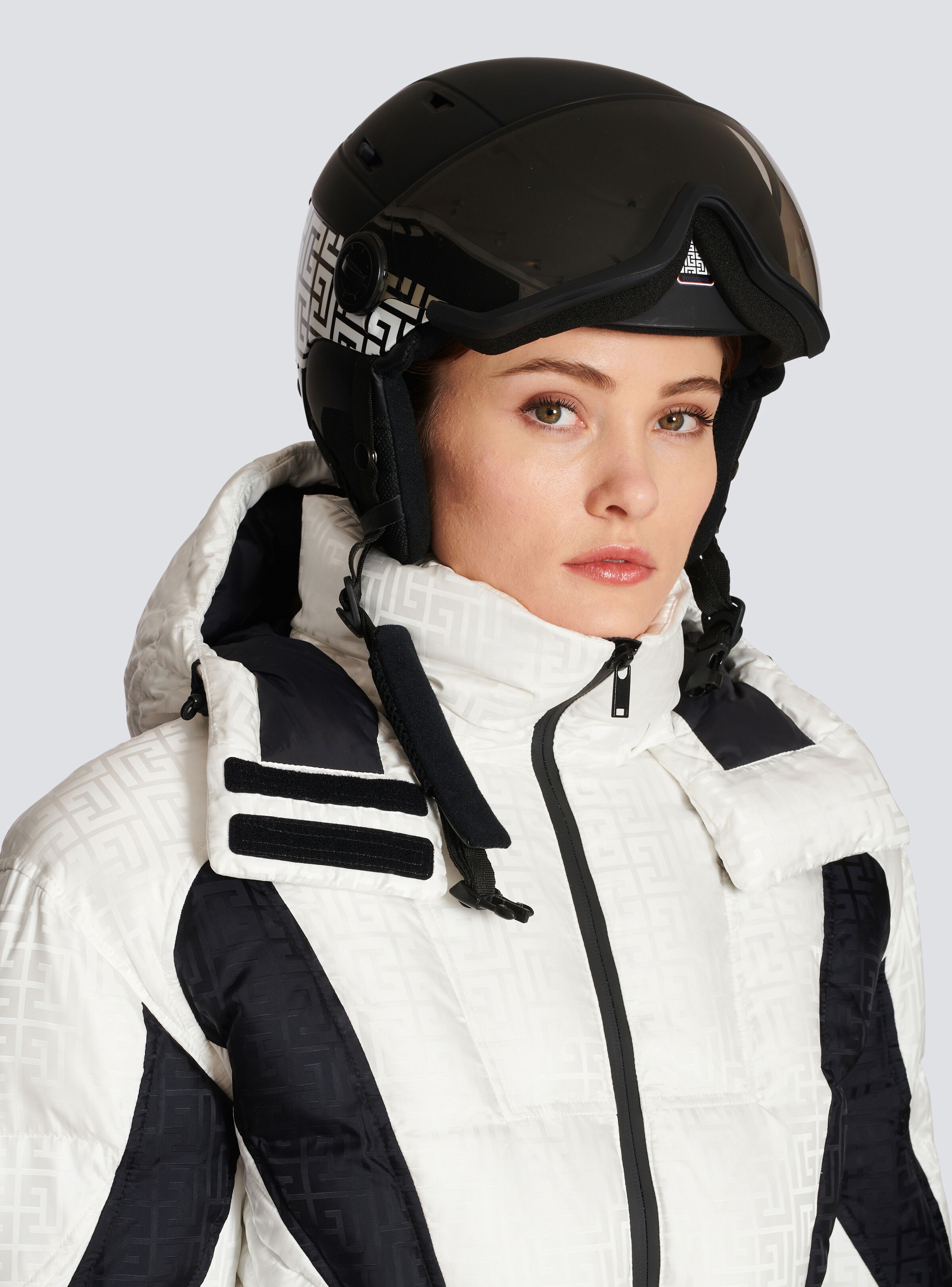 Balmain x Rossignol - Rossignol ski helmet with Balmain monogram in ivory and black - 4