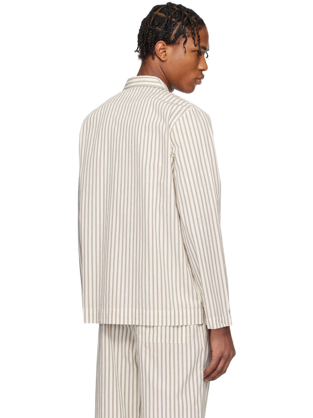 Brown & Off-White Poplin Long-Sleeved Pyjama Shirt - 3