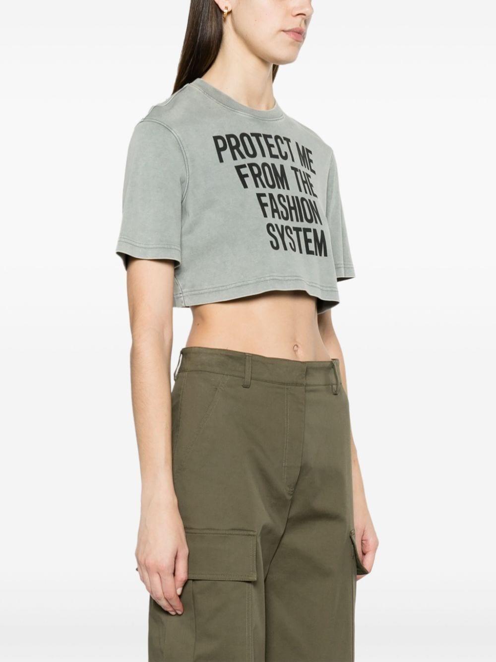 text-print cropped T-shirt - 3