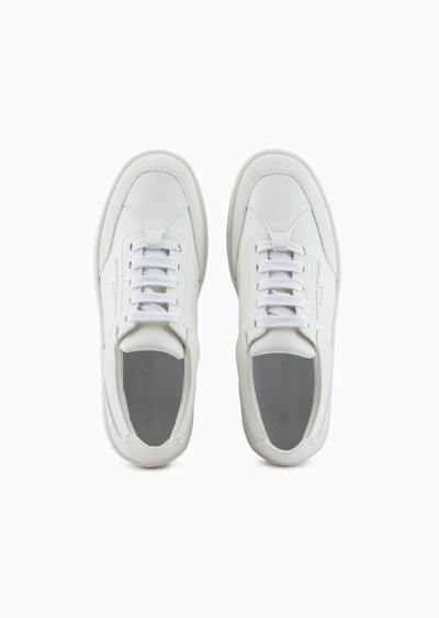 EMPORIO ARMANI Leather sneakers with suede details and embossed logo outlook