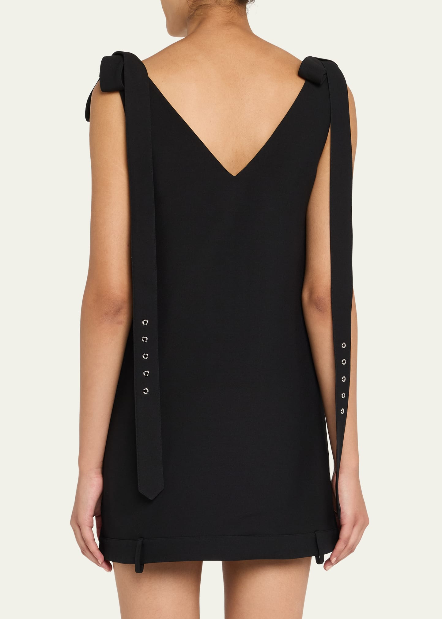 V-Neck Belt Shoulder-Tie Mini Dress - 3
