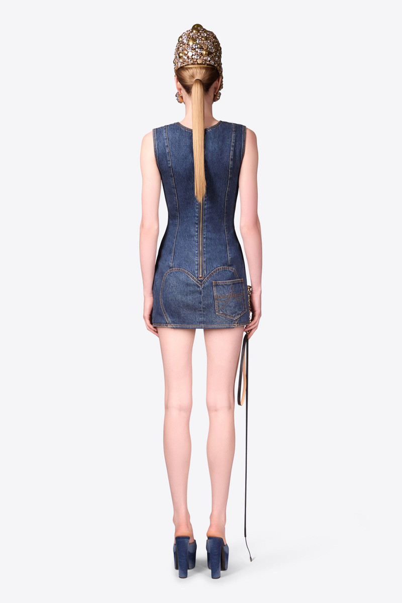 CRYSTAL BUTTON STUDDED SLIT MINI DRESS 5