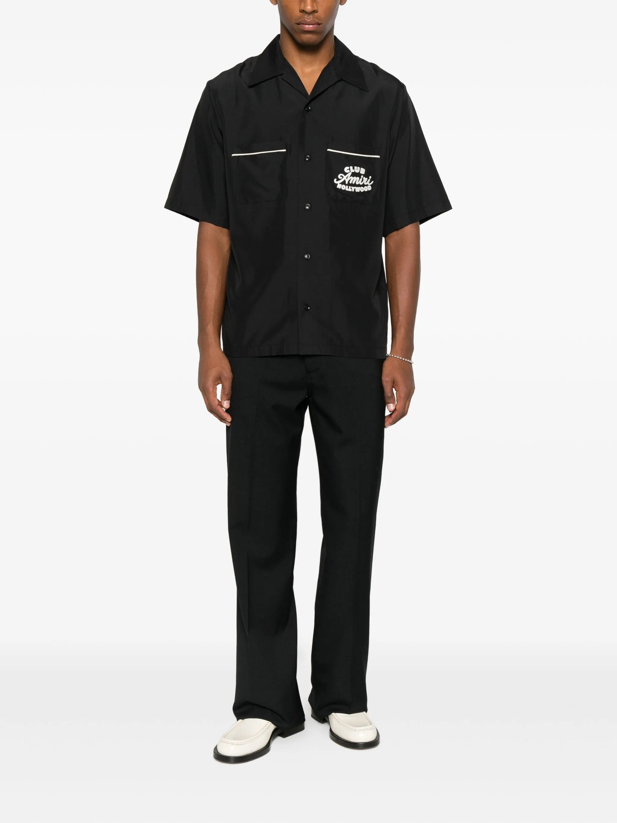 embroidered-pocket short-sleeve shirt - 2