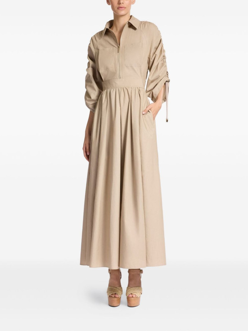 ELIE SAAB zip-front gathered-sleeve maxi dress outlook
