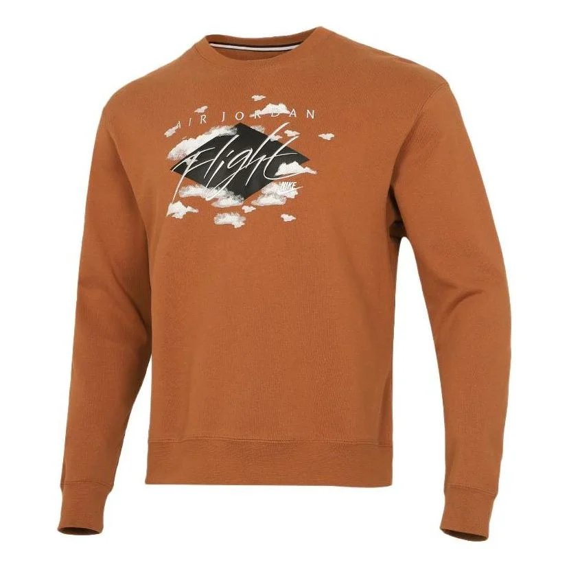 Men's Air Jordan SS22 Printing Fleece Sports Round Neck Khaki DH9036-241 - 1
