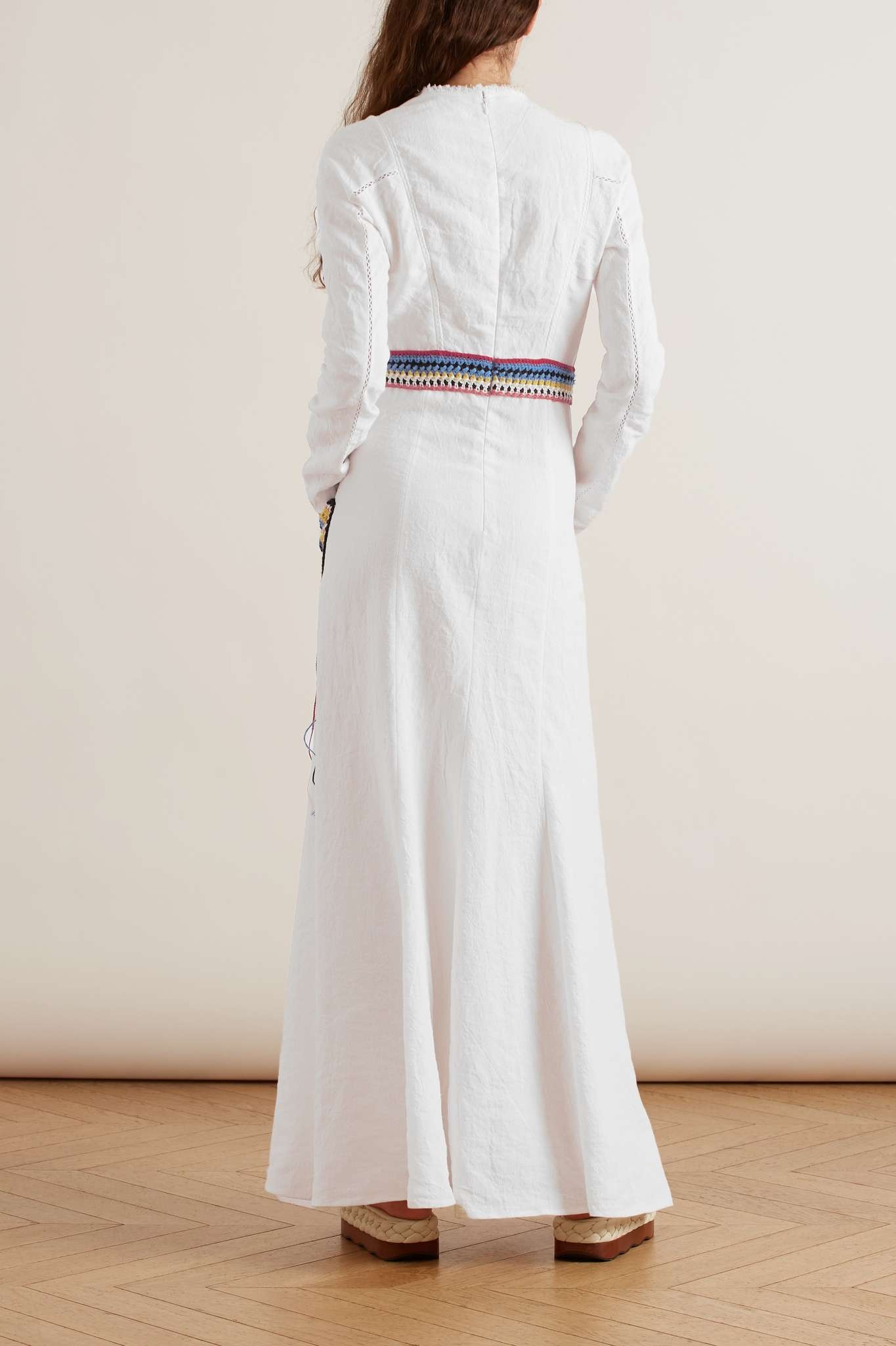 Crochet-trimmed washed-linen maxi dress - 3