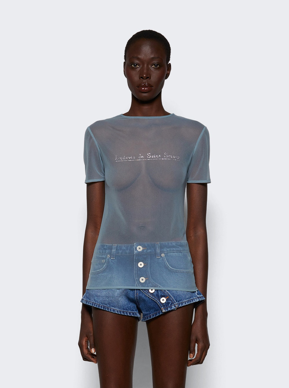 Mesh Crystal T-shirt Blue - 2